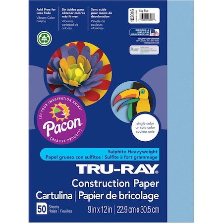 Tru-Ray Paper, Const, 9X12, Skybe, 50Sh Pk PAC103016